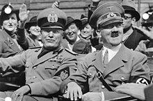 Benito Mussolini and Adolf Hitler shortly after their arrival in Munich, 28 September 1938