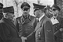 Philippe Pétain and Adolf Hitler on 24 October 1940 in Montoire-sur-le-Loir (→ Le Loir is a left tributary of the Loire)
