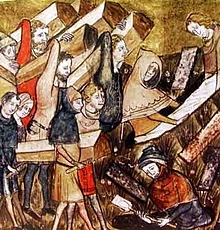 La peste bubonique, une zoonose, a tué un tiers de la population européenne dans les années 1300. Ce tableau tiré des Chroniques de Gilles Li Muisis montre des personnes enterrant des victimes de la peste