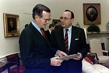 Hans-Dietrich Genscher with George H. W. Bush 1989