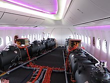Balasta mucas Boeing 747 prototipā. Parasti tiek uzskatīts, ka lidojuma testu mucās redzamās fotogrāfijas parāda lidmašīnas ar ķīmiskajām sliedēm.