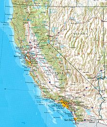 Geographical map of California