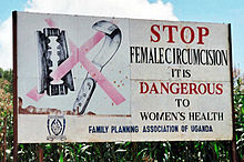 Street poster in Uganda against genital mutilation