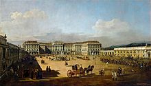 Schönbrunn van de voorkant, geschilderd door Canaletto in 1758  