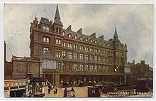 Voorzijde van het oorspronkelijke stationsgebouw, ~1910  