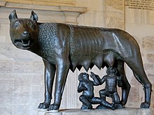 The Capitoline she-wolf suckles the boys Romulus and Remus, bronze, Capitoline Museums