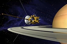 Desenho do Cassini em órbita ao redor de Saturno