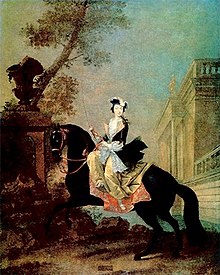 Catalina la Grande montando a caballo por Georg Christoph Grooth (1716-49)