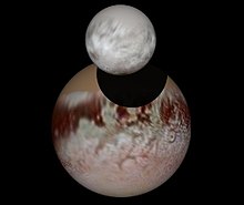 Størrelsesmæssig sammenligning med Pluto og Charon  