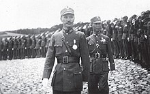Chiang Kai-shek and Chen Cheng at the inspection of troops