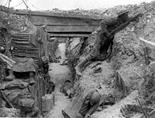 British trench in the First World War (1916) . 