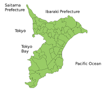 Karta över prefekturen Chiba  