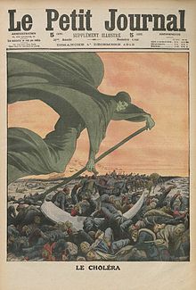 Dessin de la mort apportant le choléra (tiré du Petit Journal, 1912)
