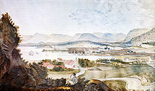 Christiania, view from the direction of Ekeberg (1814)