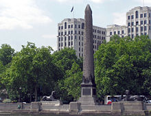 Needle of Cleopatra in London, seen from the Thames