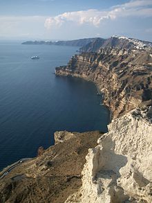 Rocky coast on the Greek island of Santorini