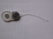La parte interna de un implante coclear (modelo Cochlear Freedom 24 RE)
