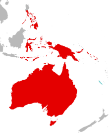 Spread-area of the cockatoos in Australia, New Guinea, Sundainseln and the Philippines
