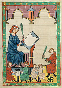 The schoolmaster of Esslingen (­depiction from the Codex Manesse, c. 1340)