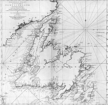 Cook's map of Newfoundland, commissioned by then Governor Hugh Palliser, published version of 1775.