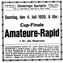 Flyer for the second Cup Final 1920