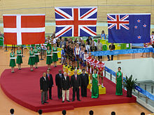 Een medaille-uitreiking tijdens de Olympische Zomerspelen 2008