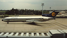 Lufthansas Boeing 727 på Paris Orly-flygplatsen 1981.  