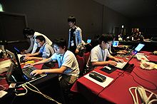 A team of computer security hackers at DEFCON 17.