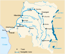 コンゴ民主共和国の主な河川と湖