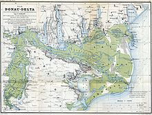 Extent of the Danube estuaries on a map from 1867