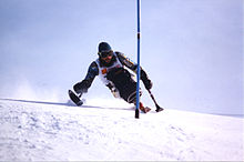 Australische Paralympische atleet Rod Hacon op de Winterspelen van 1994 in Lillehammer