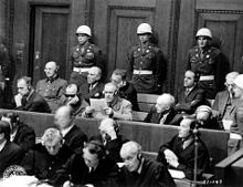 1946 in the Nuremberg courtroom: Rosenberg (front row, left)