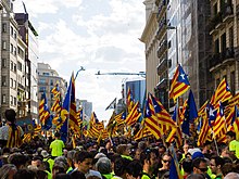 Apoiadores pró-independência em Barcelona em 11 de setembro de 2017.