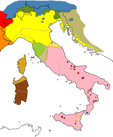 Dialects and languages in Italy and its surroundings according to Clemente Merlo (Lingue e dialetti d'Italia, Milano 1937, p. 4). tuscan southern italian northern italian corsican sardinian gas cognitive Franco-Provençal catalan Rhaeto-Romanic romanian german Slavic languages albanian Griko