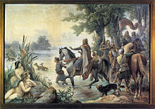 The discovery of the Frankenfurt by Charlemagne , watercolor by Leopold Bode (1888; Historisches Museum Frankfurt)