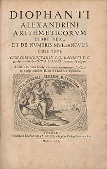 Book cover of the version of the Arithmetica of Diophantos published by Pierre de Fermat's son Clément-Samuel in 1670 with his father's remarks