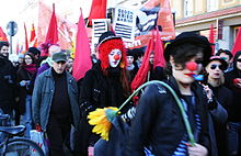 Group of autonomists in a demo against the security conference in Munich 2011