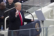 President Trump die zijn inaugurele rede houdt