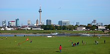 Dusseldorf panoramic view from the opposite side of the river Rhine