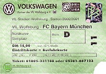 Ticket of the VfL from the season 2000/01