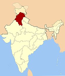 Kaart van Oost-Punjab, vóór 1966  