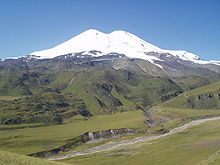 View of Mount Elbrus, the highest mountain in Russia