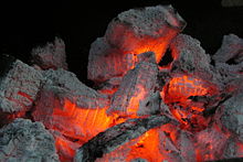 Queima de carvão para fornecer calor