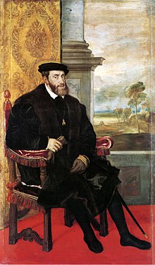 Titian: Charles V c. 1548 as Holy Roman Emperor, Sacrum Romanum Imperium (from 1520 to 1556). Alte Pinakothek, Munich.