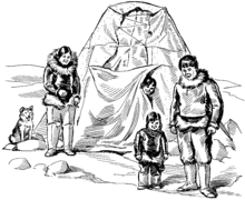 Um desenho de uma família esquimó