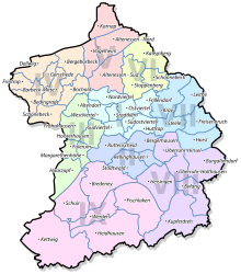 Okresy a obce v Essenu  