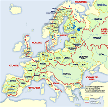 Map of European catchment areas