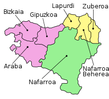 Division of the Basque Country: Autonomous Region of the Basque Country Autonomous Region of Navarre French Basque Country