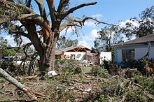 Danos causados pelo tornado em Eustis, Flórida