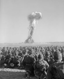 Atomic bomb test at Nevada Test Site during Maneuver Desert Rock, November 1, 1951.